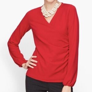 NWT Talbots Faux Wrap Poet Sleeve Crepe
Top Shirt Size: PXL Color: Red